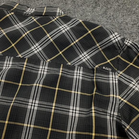 5.11 Tactical Snap Button Flannel Shirt Mens Large Black Plaid Cotton - Picture 6 of 8